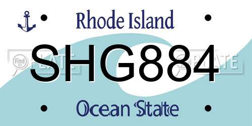 SHG884 Rhode Island License Plate