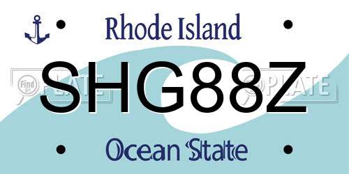 SHG88Z Rhode Island License Plate