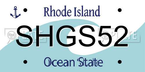 SHGS52 Rhode Island License Plate