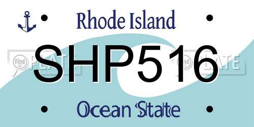 SHP516 Rhode Island License Plate