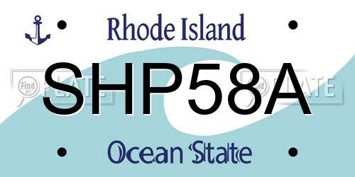 SHP58A Rhode Island License Plate