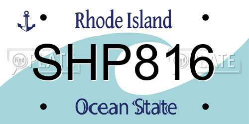 SHP816 Rhode Island License Plate