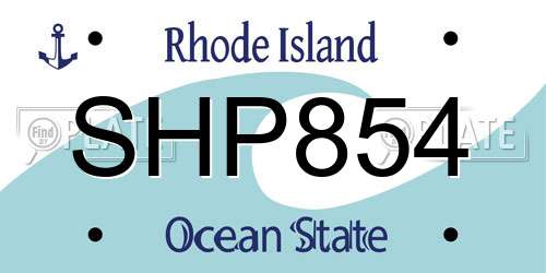 SHP854 Rhode Island License Plate