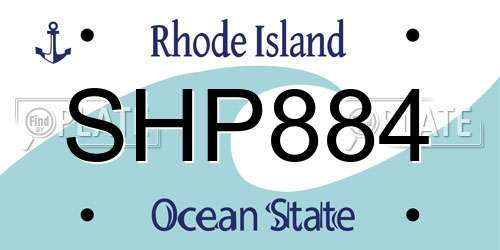 SHP884 Rhode Island License Plate