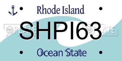 SHPI63 Rhode Island License Plate