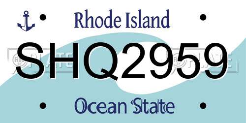 SHQ2959 Rhode Island License Plate