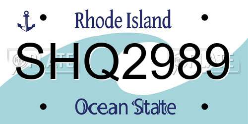 SHQ2989 Rhode Island License Plate