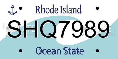 SHQ7989 Rhode Island License Plate