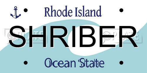 SHRIBER Rhode Island License Plate