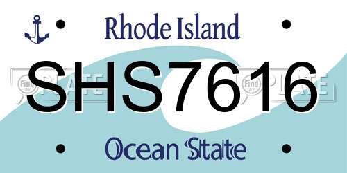 SHS7616 Rhode Island License Plate