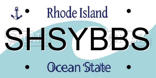 SHSYBBS Rhode Island License Plate