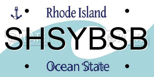SHSYBSB Rhode Island License Plate