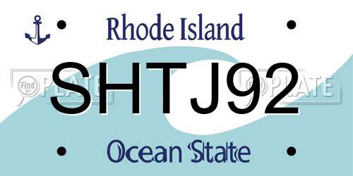 SHTJ92 Rhode Island License Plate