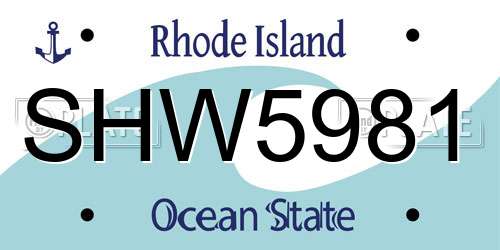 SHW5981 Rhode Island License Plate