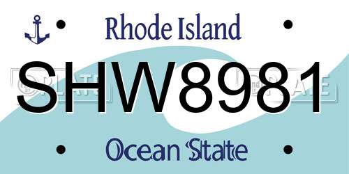 SHW8981 Rhode Island License Plate