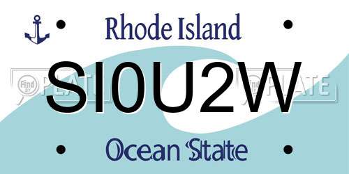 SI0U2W Rhode Island License Plate