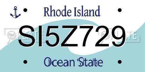 SI5Z729 Rhode Island License Plate