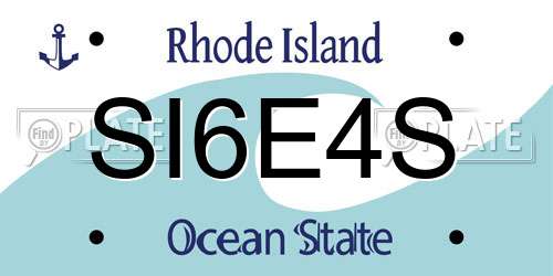 SI6E4S Rhode Island License Plate