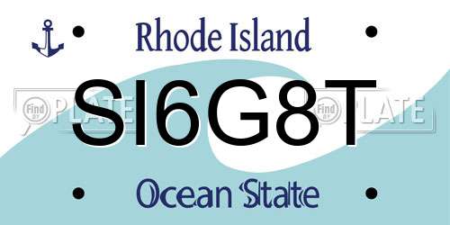 SI6G8T Rhode Island License Plate