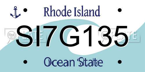 SI7G135 Rhode Island License Plate