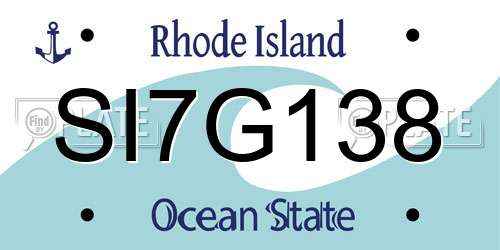 SI7G138 Rhode Island License Plate