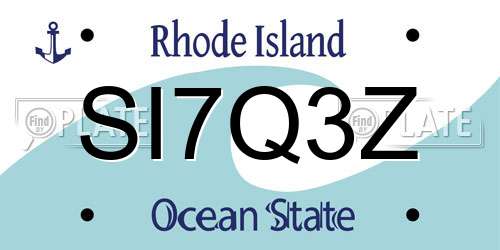 SI7Q3Z Rhode Island License Plate