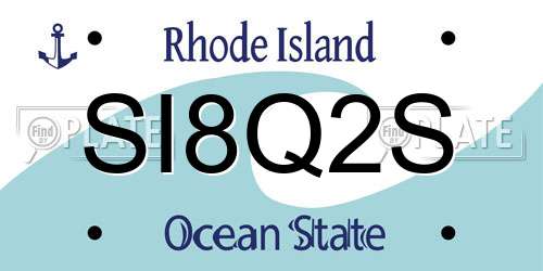SI8Q2S Rhode Island License Plate