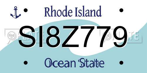 SI8Z779 Rhode Island License Plate