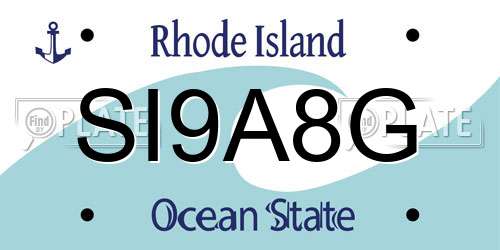 SI9A8G Rhode Island License Plate