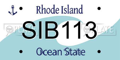 SIB113 Rhode Island License Plate