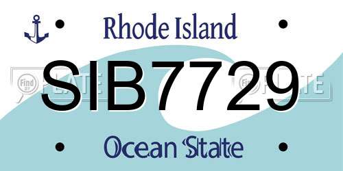 SIB7729 Rhode Island License Plate