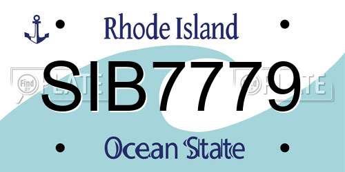 SIB7779 Rhode Island License Plate