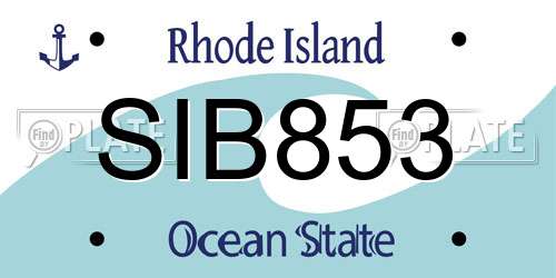 SIB853 Rhode Island License Plate