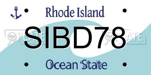 SIBD78 Rhode Island License Plate