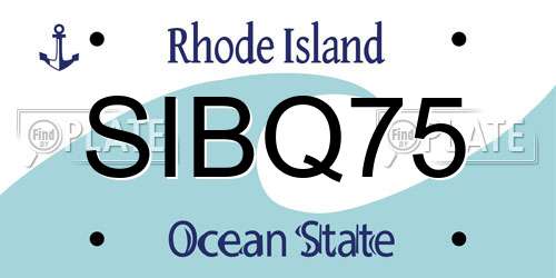 SIBQ75 Rhode Island License Plate