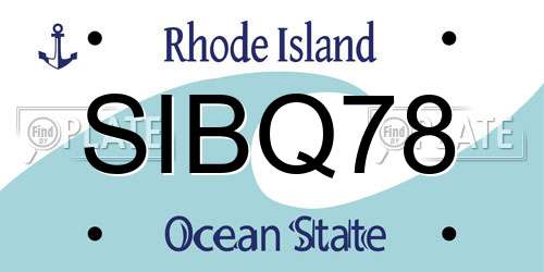 SIBQ78 Rhode Island License Plate