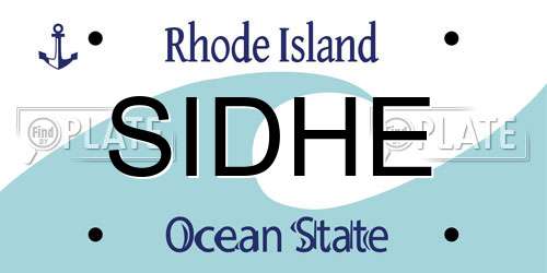 SIDHE Rhode Island License Plate