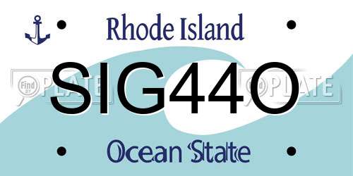 SIG44O Rhode Island License Plate