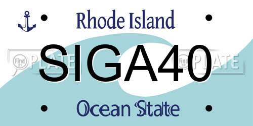 SIGA40 Rhode Island License Plate