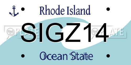SIGZ14 Rhode Island License Plate