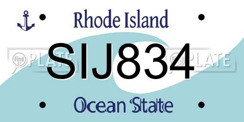 SIJ834 Rhode Island License Plate