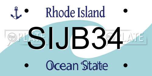 SIJB34 Rhode Island License Plate
