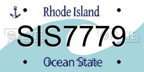 SIS7779 Rhode Island License Plate