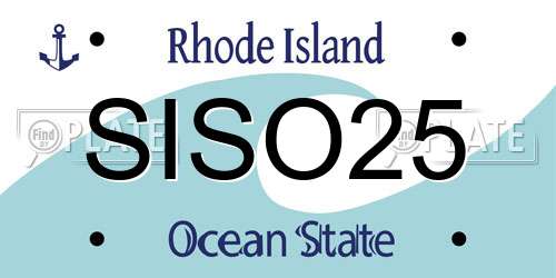 SISO25 Rhode Island License Plate