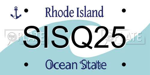 SISQ25 Rhode Island License Plate