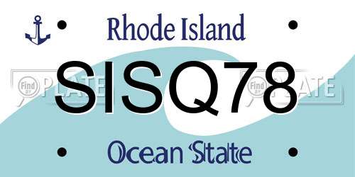 SISQ78 Rhode Island License Plate
