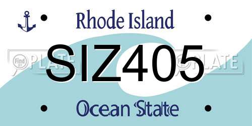 SIZ405 Rhode Island License Plate