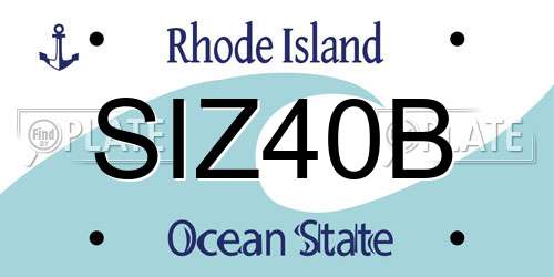 SIZ40B Rhode Island License Plate