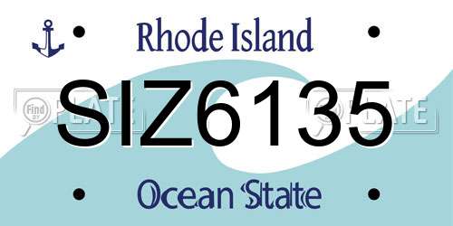 SIZ6135 Rhode Island License Plate