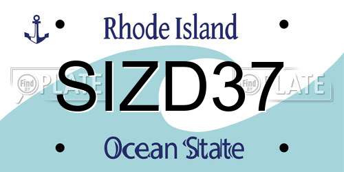 SIZD37 Rhode Island License Plate